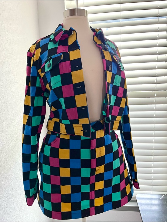Dolls Kill Other - NEW DK CHECKERED MULTI COLOR JACKET AND SKIRT SET